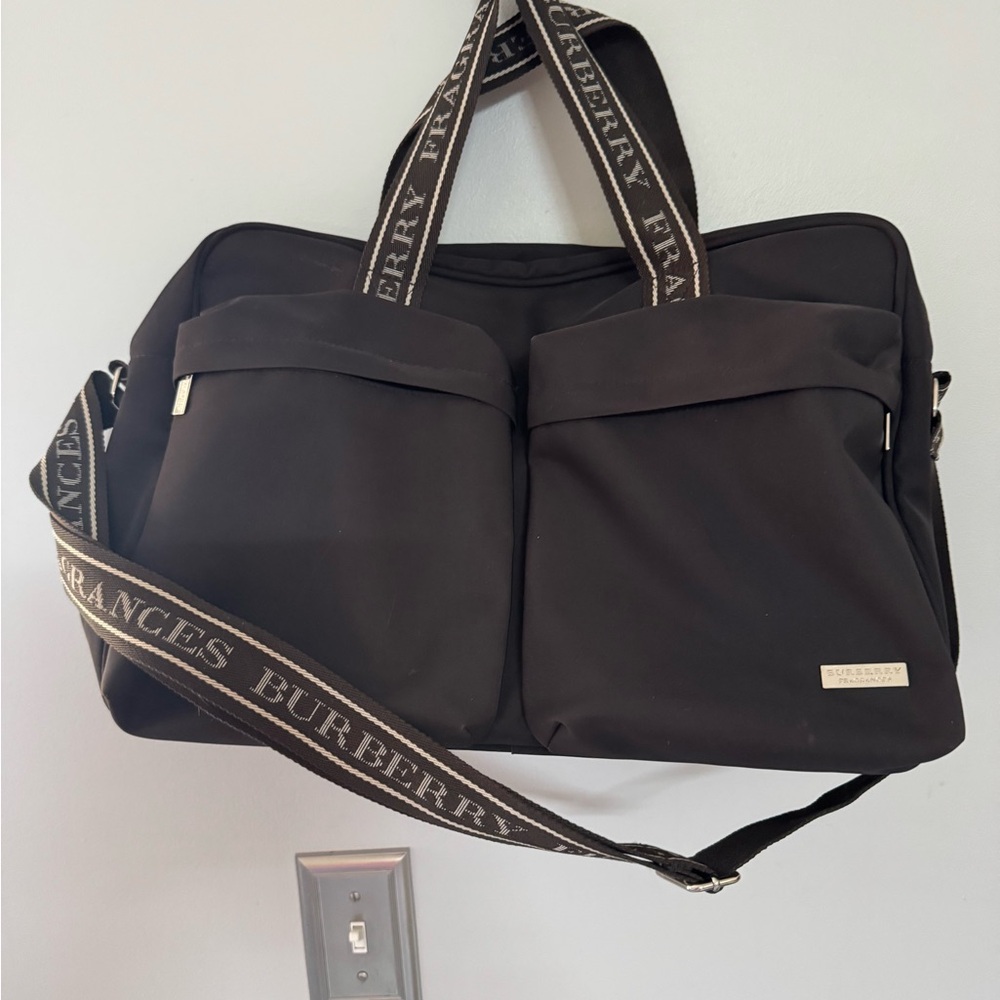 Burberry Fragrances Brown Nylon Travel Bag W/ Silver Hardware and Zipper Closure